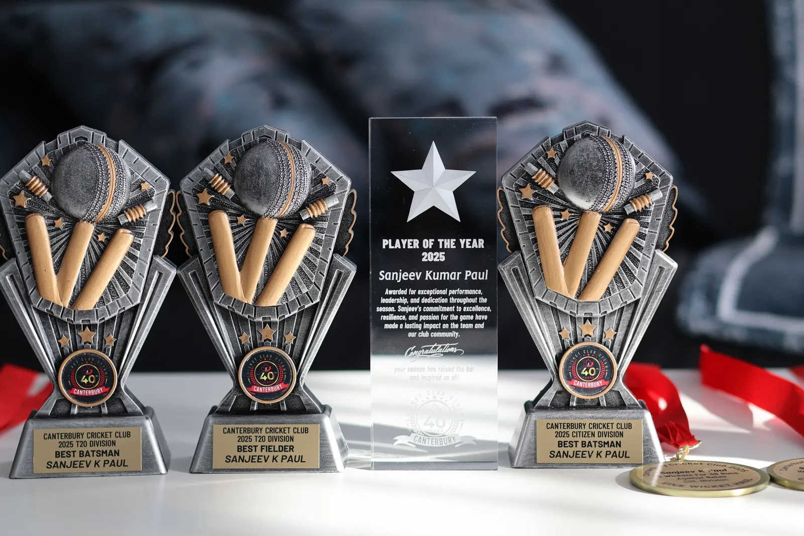 Trophies displayed at a Canterbury club event
